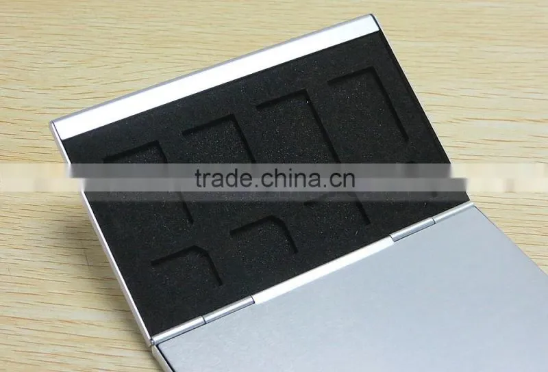 Aluminium Alloy EVA Sponge Memory Card Storage Box Protecter Case 2x for SD card, 2x TF Card, 4x SIM Card 4x Micro SIM Card