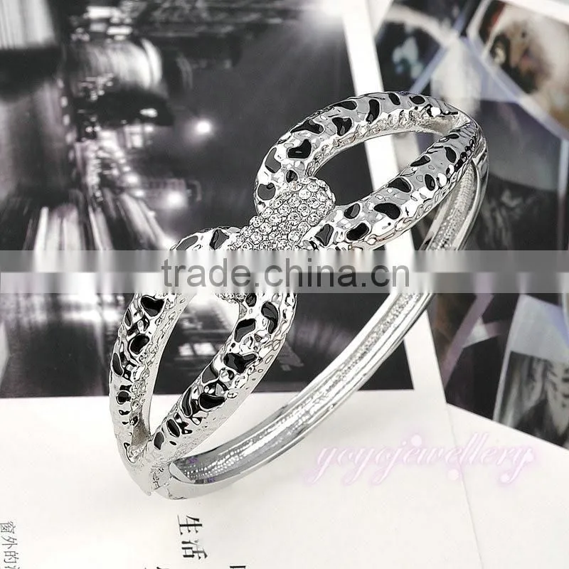 new products leopard silver color crystal enamel bangle