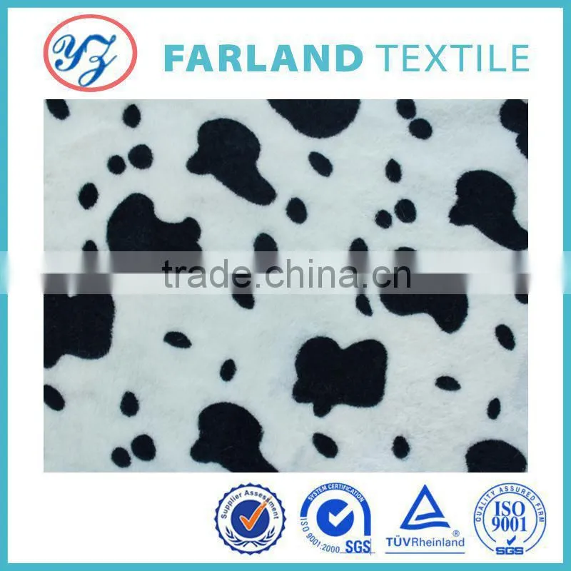 waterproof fabric printed cow pattern pv plush
