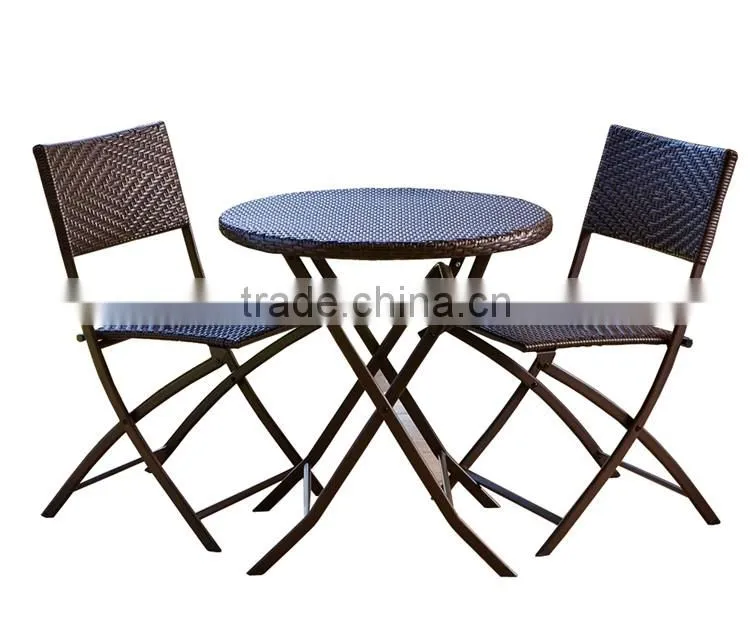 Easy Three-piece Balcony Foldable Cast Aluminum Outdoor Furniture Metal Miami Rattan Furniture