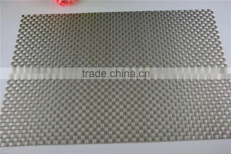 High quality 45*30cm PVC silver woven mesh placemat 8*8 gold color placemat table mat runner dining mat