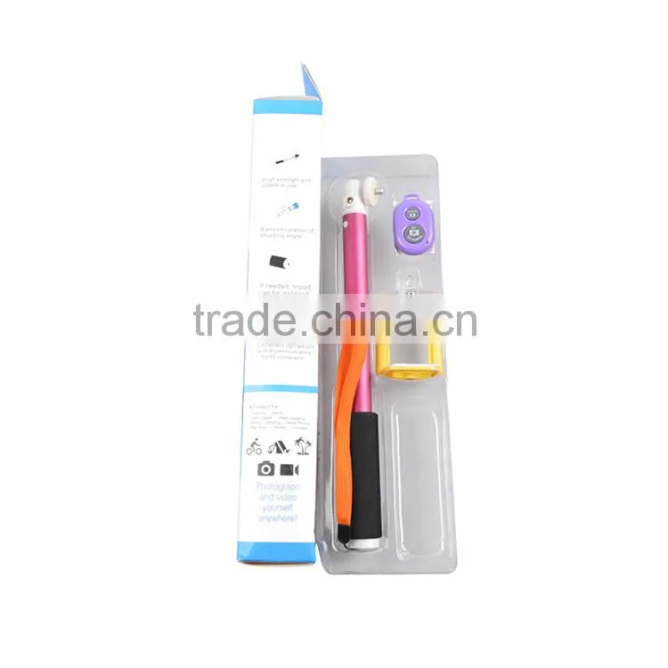 Extendable selfie stick with bluetooth shutter button for Mobile Phone