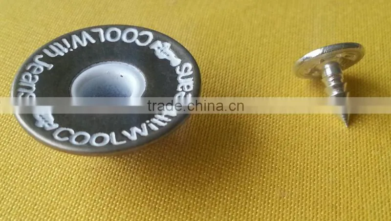 Metal Jeans Button in Anti-brass with white tumbled -- J1544