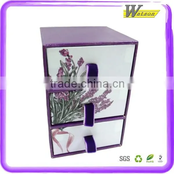 Multifunction 3-tiers Drawer Carboard Custom Printed Gift Box With Ribbon