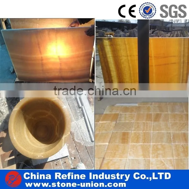 Translucent yellow onyx slabs
