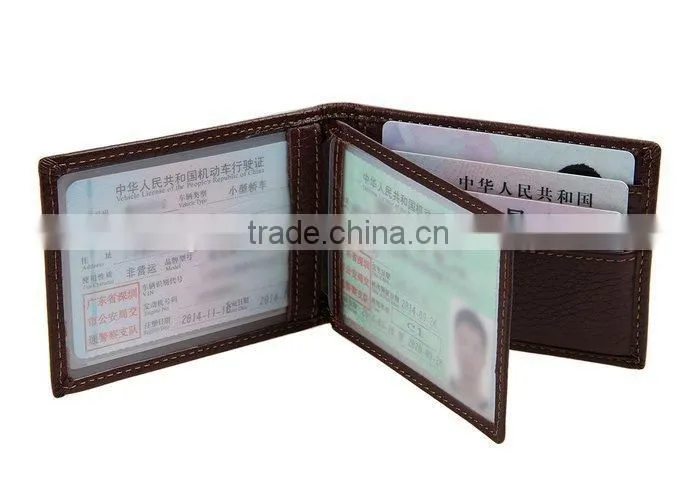 Men's Card Case Genuine Leather Brown Driver License Holder