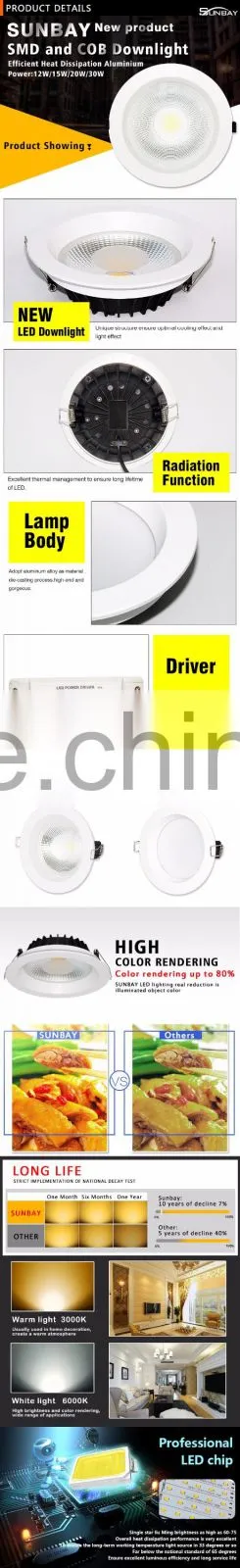 Cheap price quality warranty 12w/15w/20w/30w 8 inch led downlight