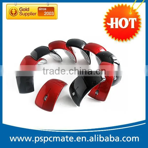 2.4Ghz wireless folding arc mouse with KA8 IC surporting 3 miliion click times long-life using and double chips