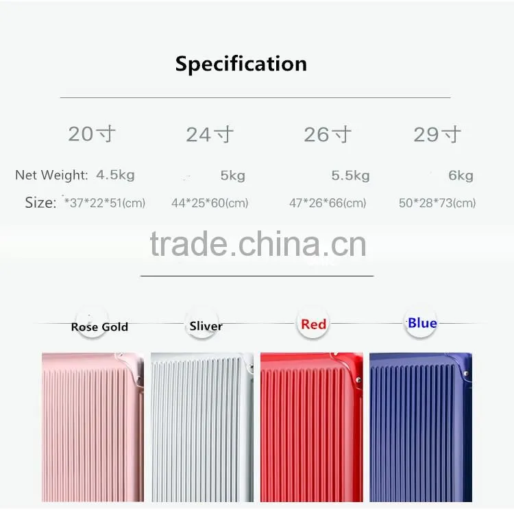 2016 Newest Fashion Smart Bluetooth Lock marrow aluminum frame 360 Universal Wheel luggage /Suitcasee