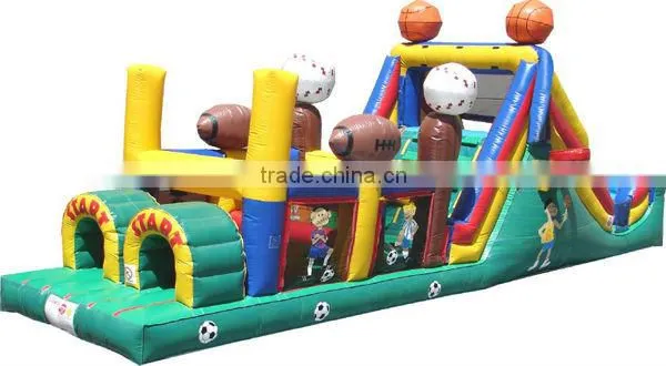 40ft long backyard cheap commercial inflatable sports obstacles courses for kids