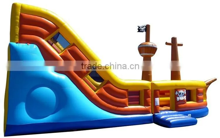 kids outdoor 3d giant inflatable pirate ship slide