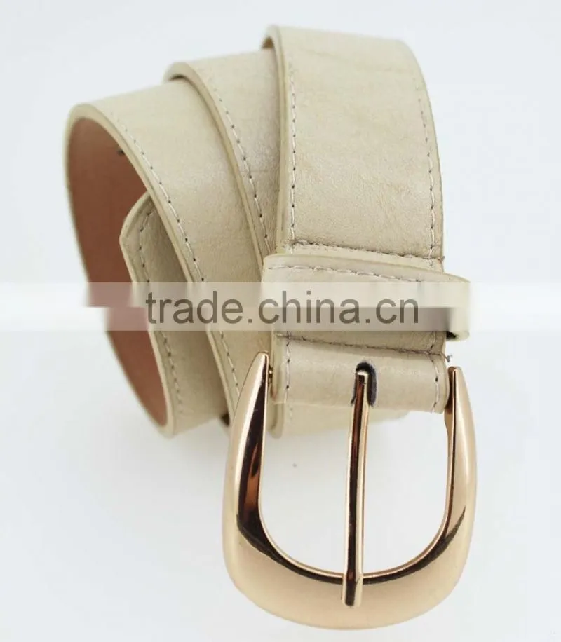 30Mm Women's fashion belt with White leather & Gold Buckle in chinese factory