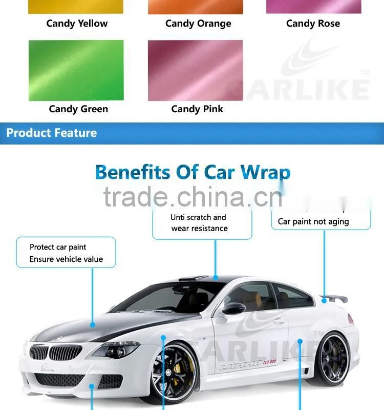 Hot Sell CARLIKE Brand Matt And Glossy Candy Car Wrap Film