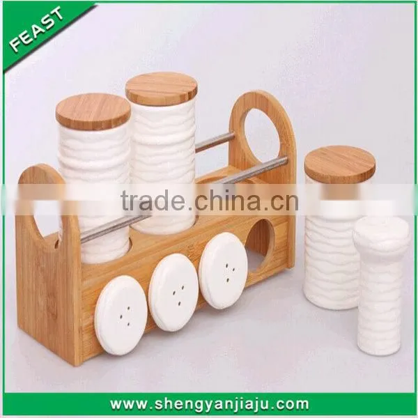 natural bamboo shelf canister ceramic