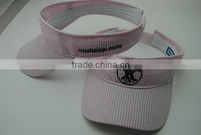 white and pink curved brim sun visor cap