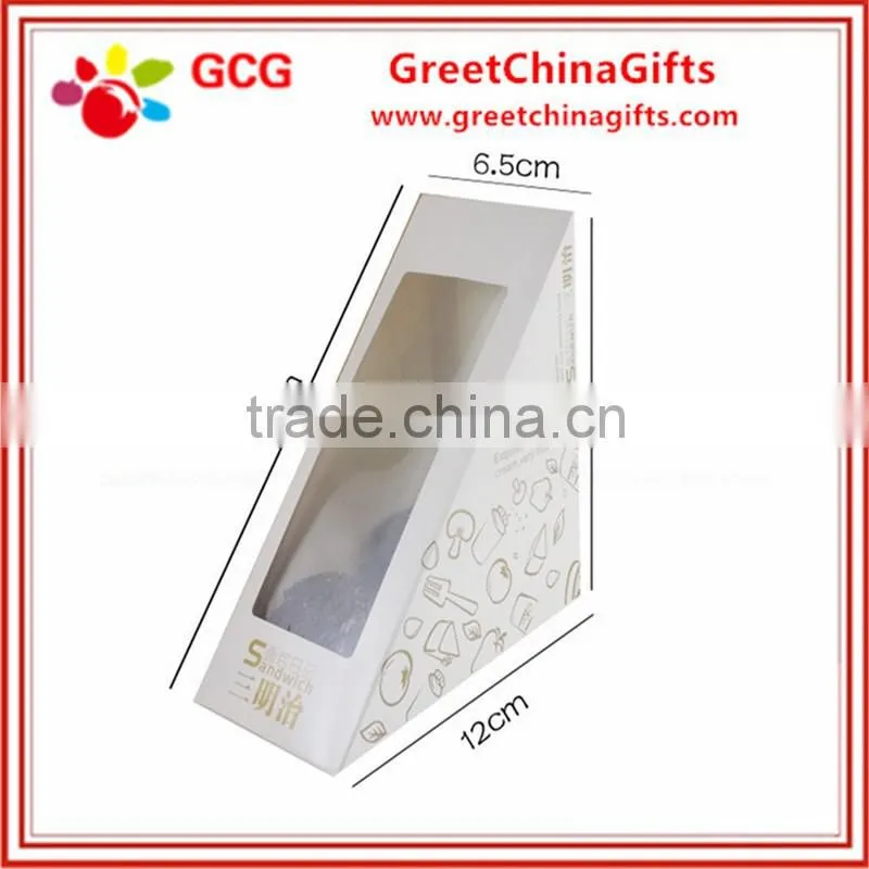 White Cardboard Tke Away Sandwich Packing Boxes with Clear PVC