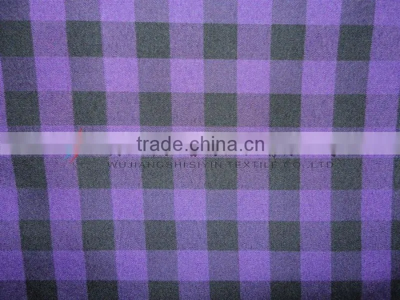 polyester gien check yarn dyed purple fabric for shirt