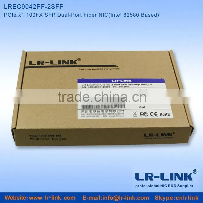 LREC9042PF-2SFP Intel 82580EB PCIe x1 100FX Dual SFP Port Fiber optic LAN Card