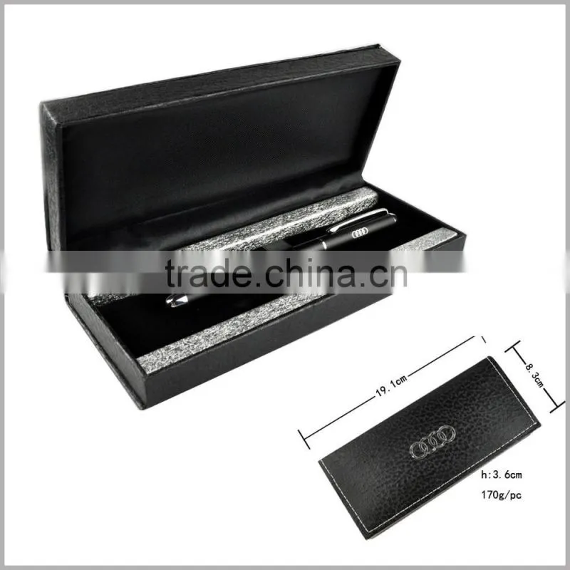 Heavy black laser engraved logo pen set box