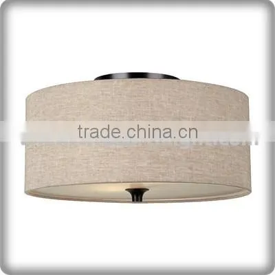 UL CUL Listed Hotel Round Fabric Ceiling Lamp With Bottom Acrylic Diffuser C40675