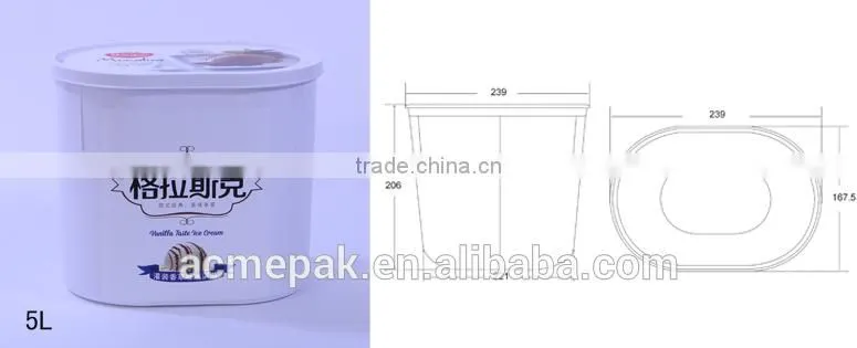 6L IML biscuit ice cream bucket food container