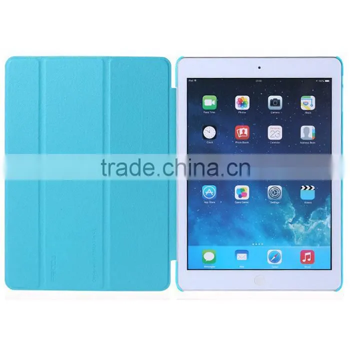 Three folder pu leather smart case coer for IPad air 2,smart case cover for ipad mini 2