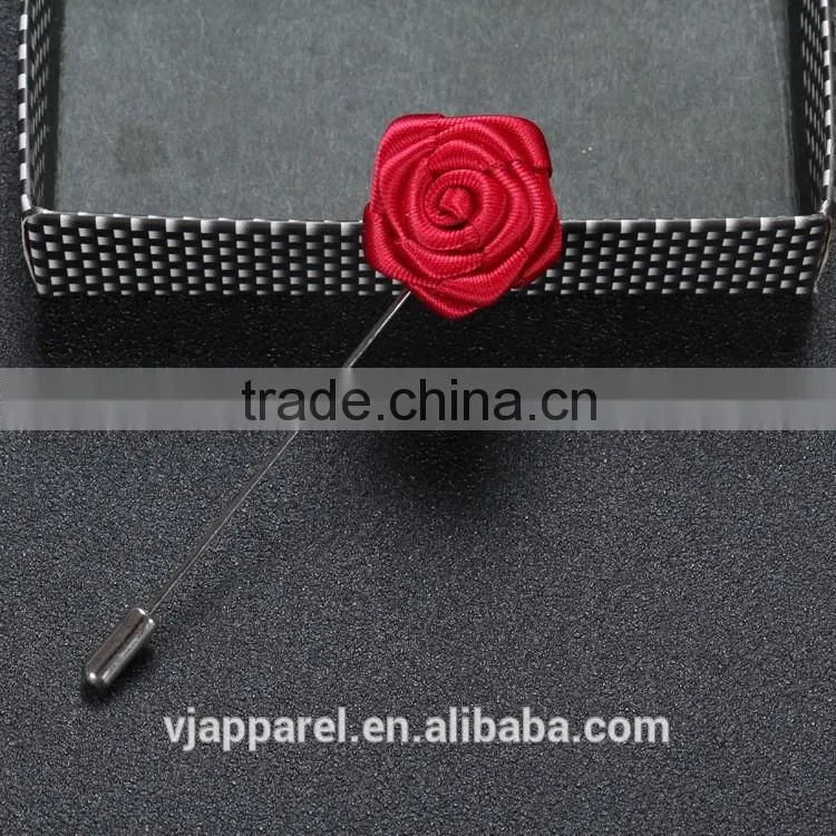 Custom handmade felt fabric rose lapel pins rolling flower pins
