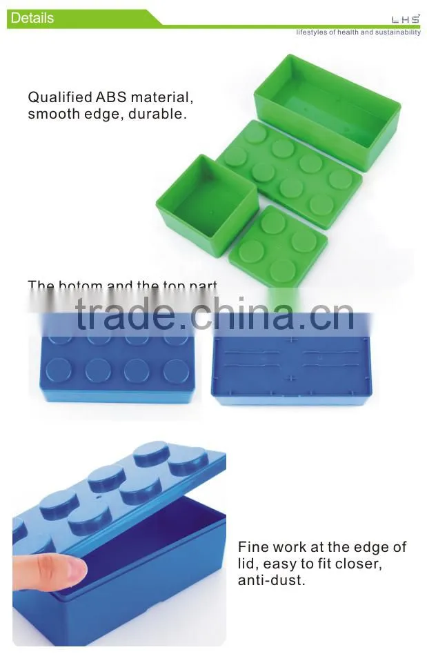 Multi-function novelty design building blocks toy storage box plastic