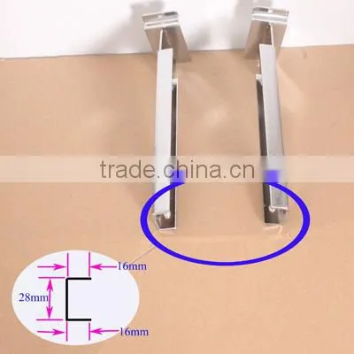 Chrome slatwall supports for wooden / glass dispaly