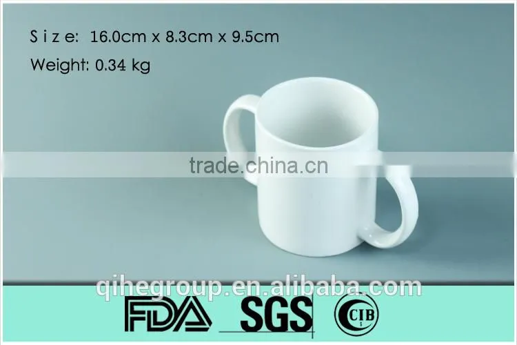 hot sale coffee hand paintable two handle ceramic oversized mug