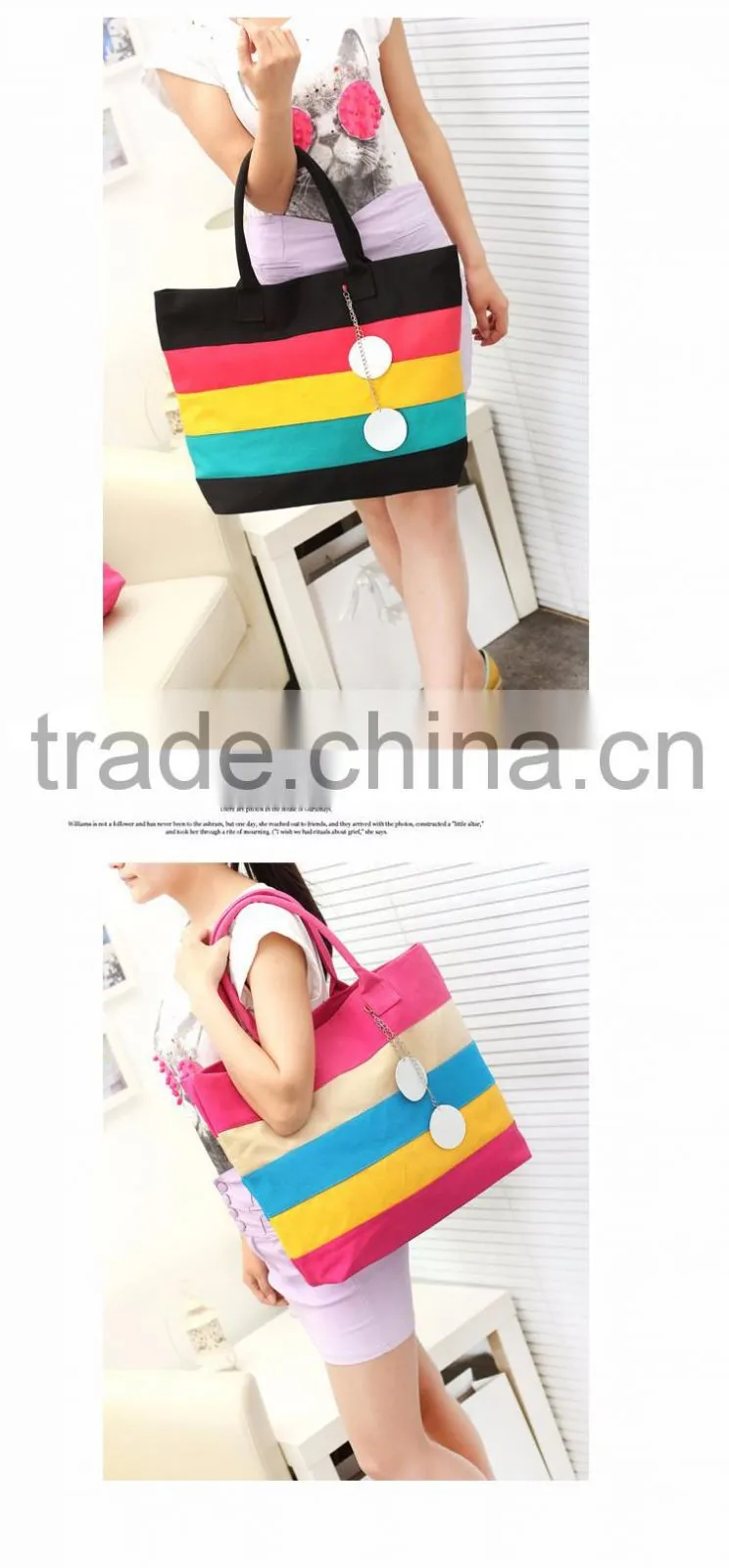 2016 fashion canvas beach bag
