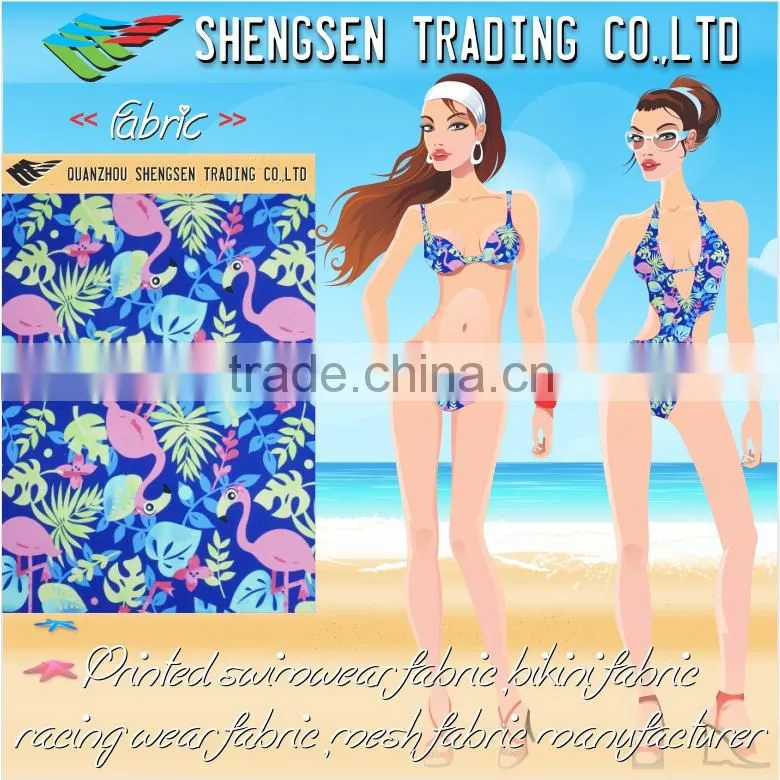bird and floral prints nylon spandex swimwear fabric