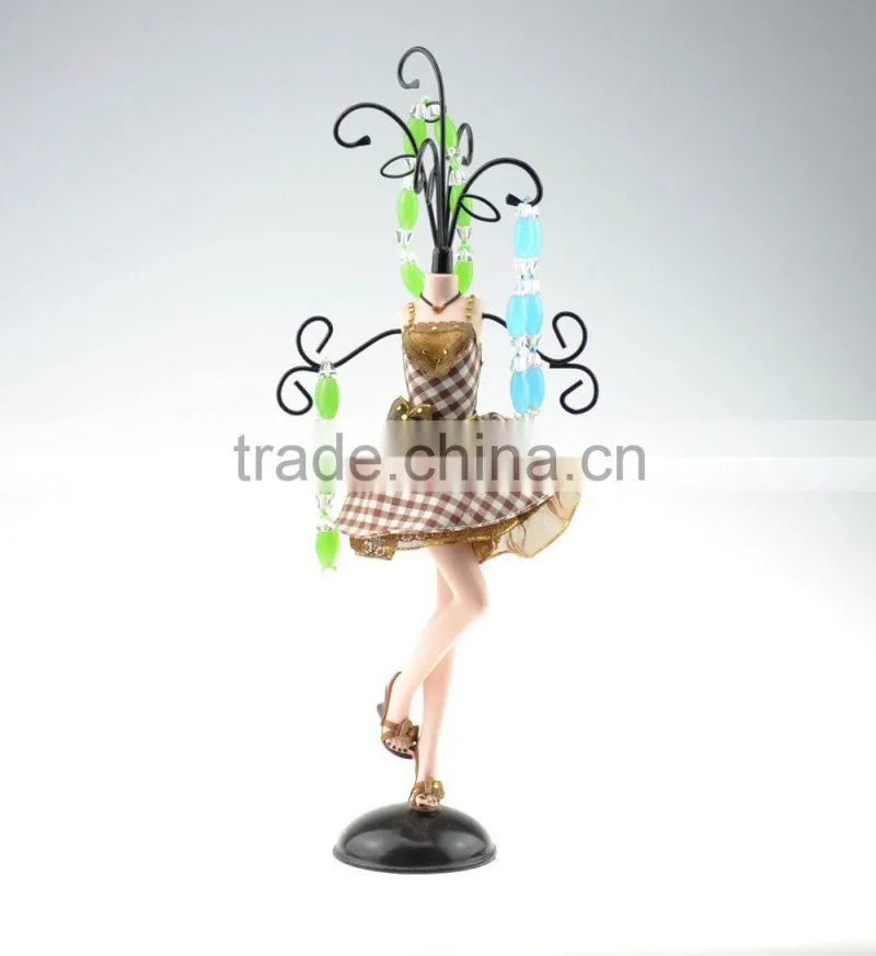 Brown checkered cloth Resin jewelry hanging display rack craft, jewelry holder