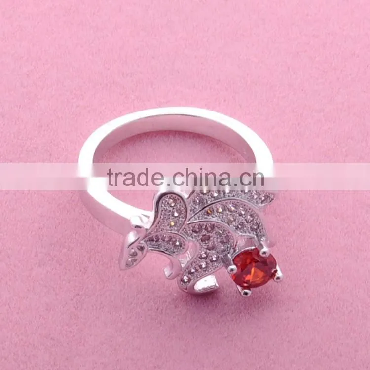 >>>2016 YIWU T&J women fashion Korean style rings silver plated flower rhinestone crystal rings for lady/