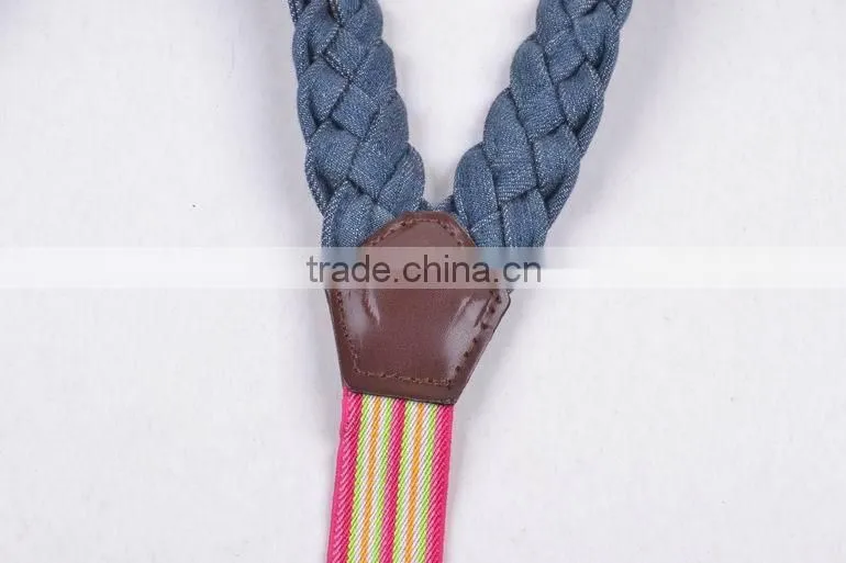 Custom Fashion Webbing Elastic Girls Suspender Leather Button End