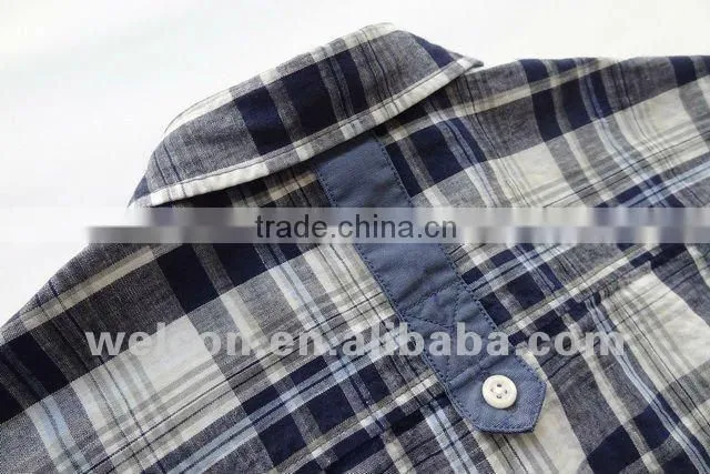Latest brand design European style slim fit casual plaids fancy fashion men linen shirts