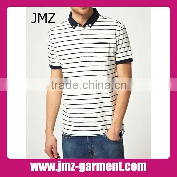 Long sleeve mens stripe polo shirts OEM