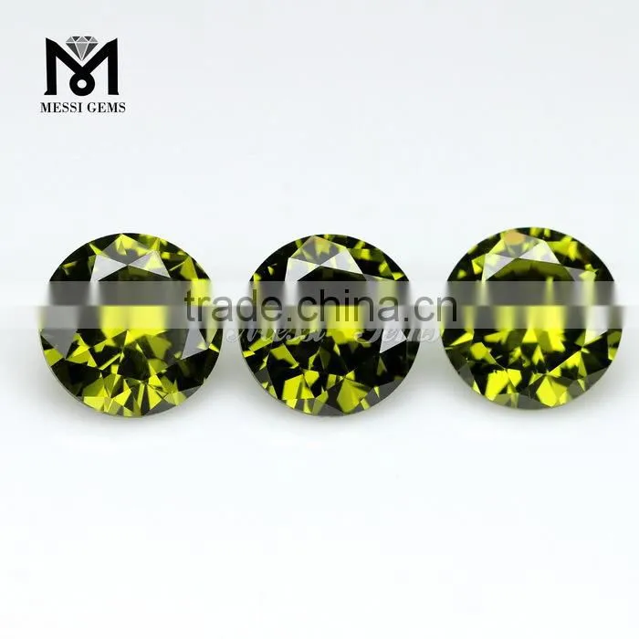 Round 12mm Olive Loose Zircon Stone