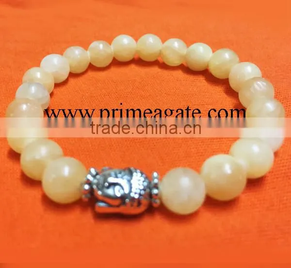 Natural Calcite Stretchable Buddha Bracelet | A grade good quality gemstone bracelet | Agate new jewelry 2016 bracelets