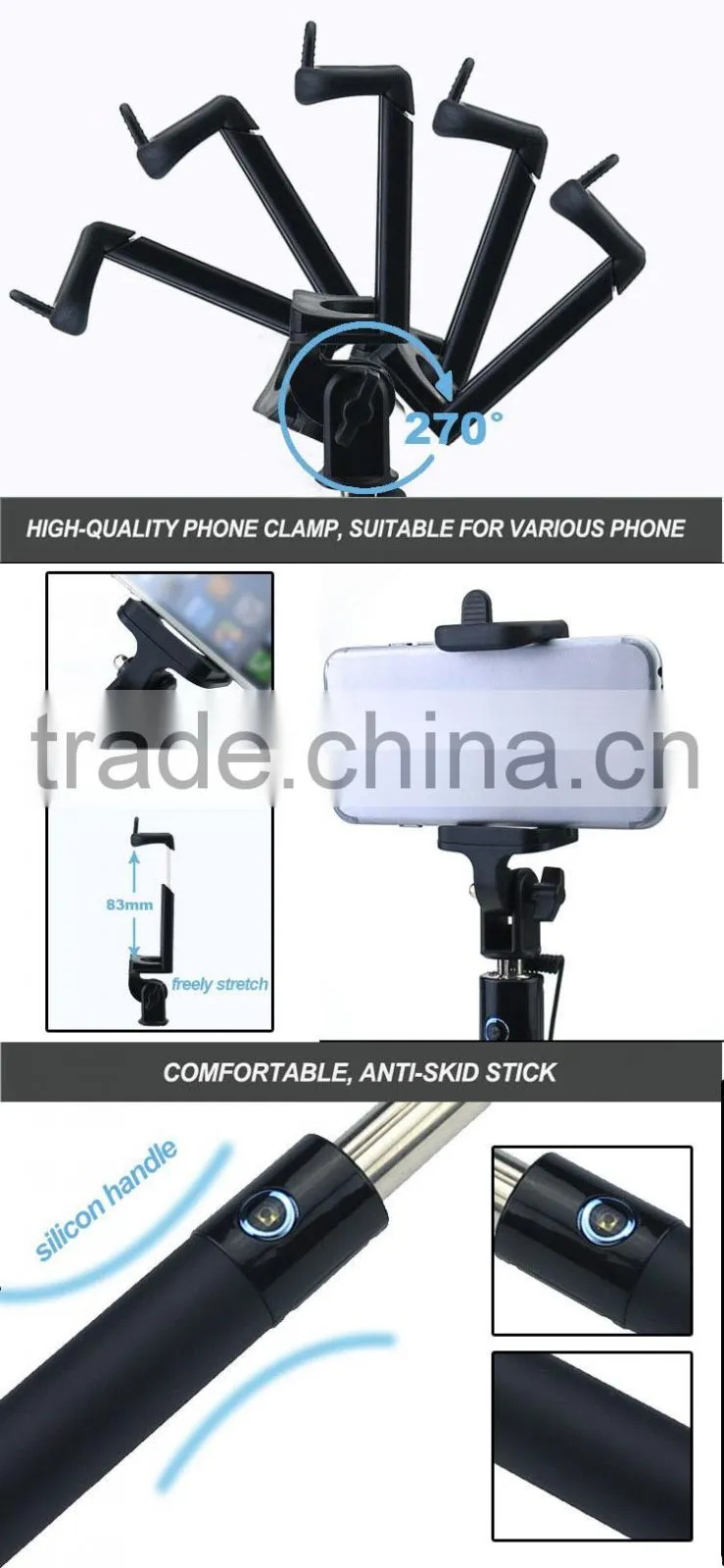 colorful selfie stick wired automatic selfie stick