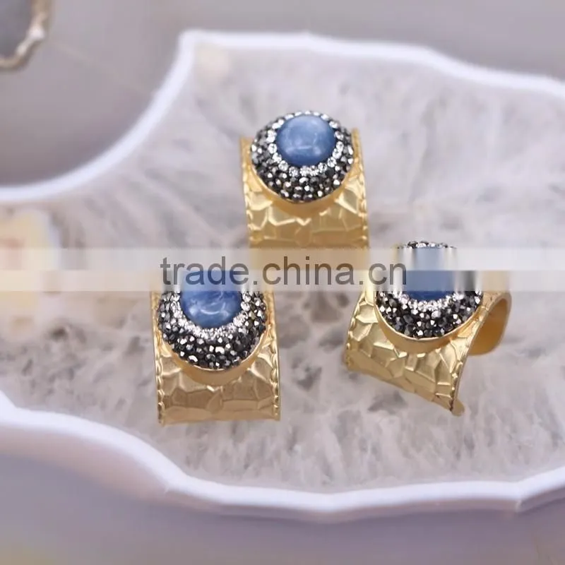 Natural Blue Agate Druzy Stone Rings, Gold Plated Gold Ping Brass Druzy agate ring, Charm Gem stone Jewelry Finger Druzy Ring