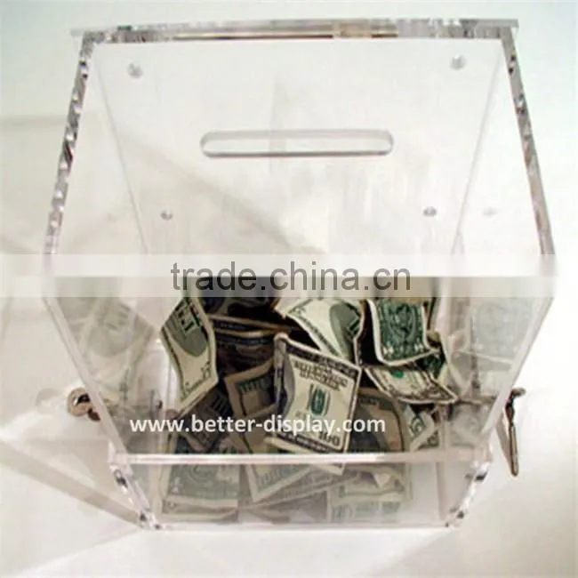 acrylic fundraising collection boxes with enraved words