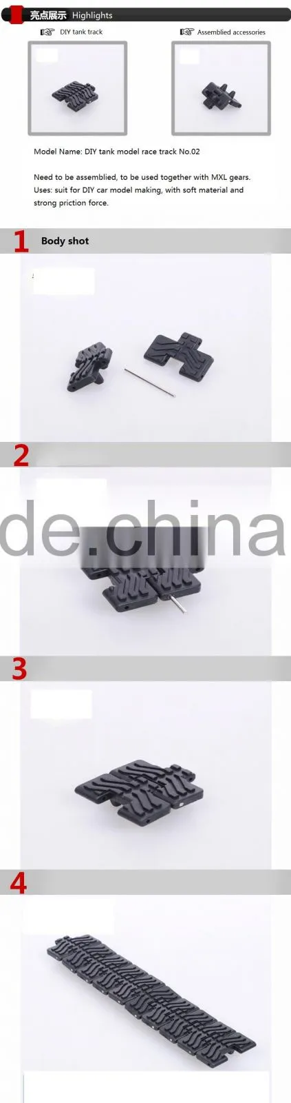 Plastic cementr track tank crawler, track 02