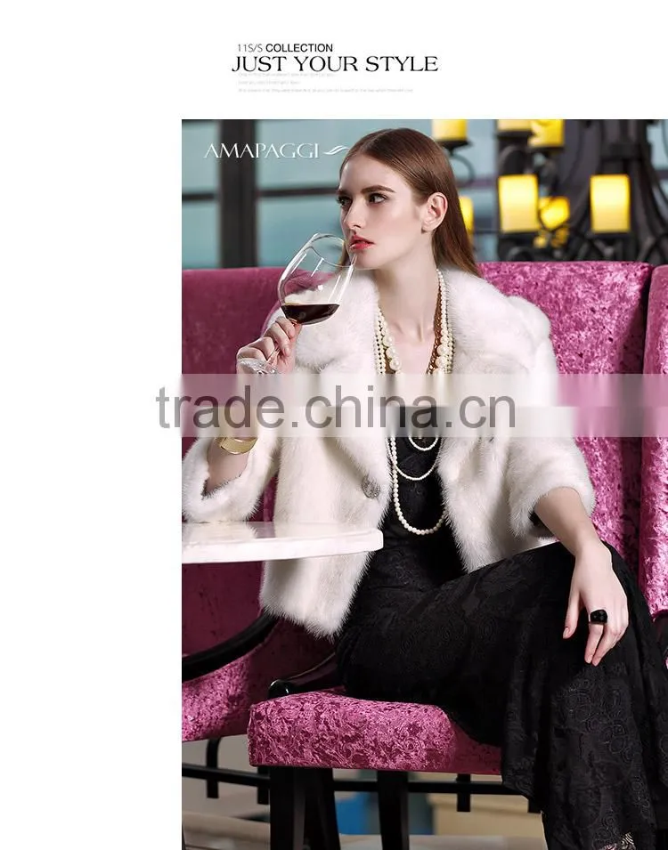 wholesale short white mink fur leisure coat for women