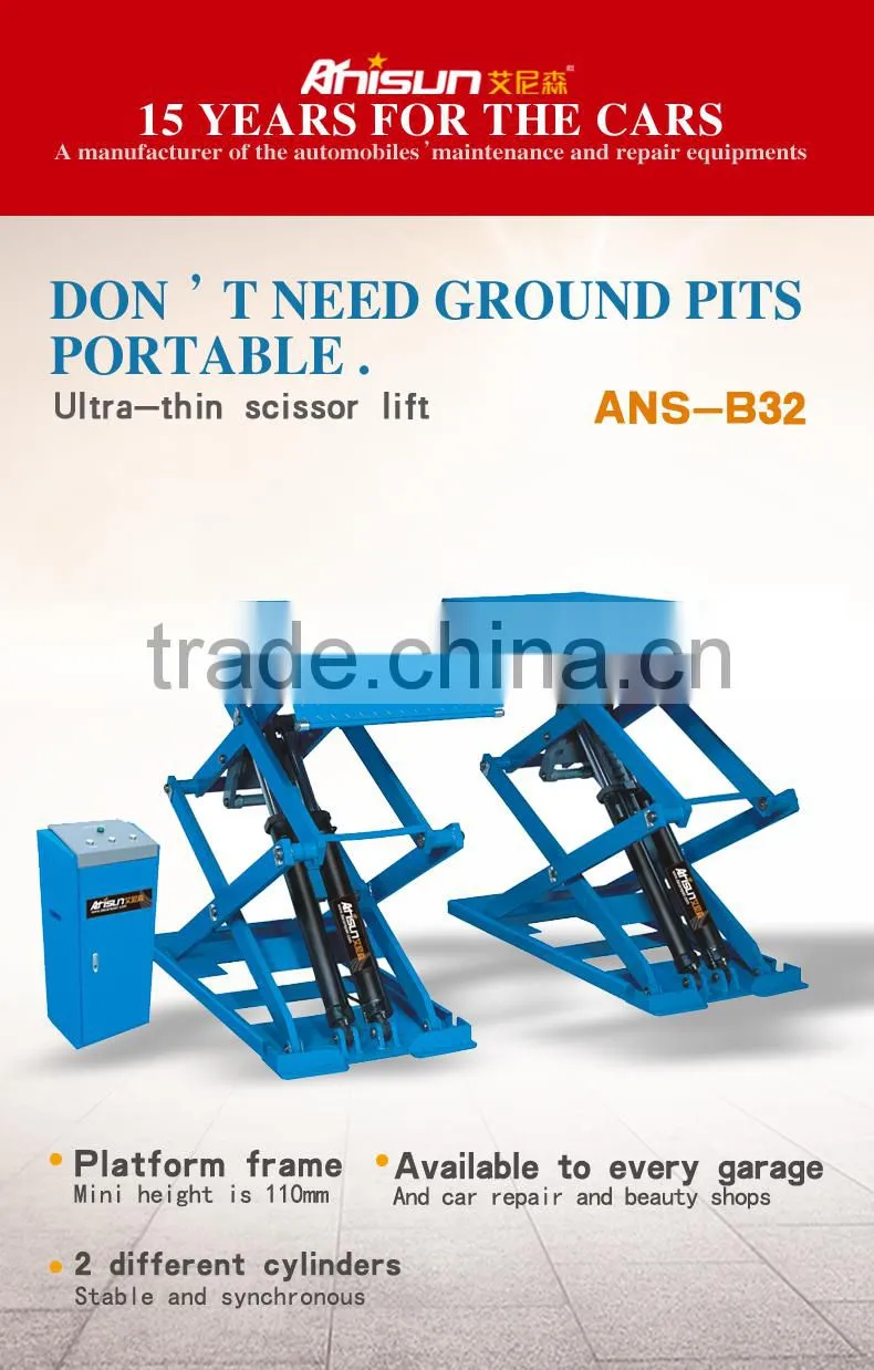 Factory price electric car lift , scissor car lift platform ,3T,lifting platform,Double hydraulic cylinder lift with CE approved