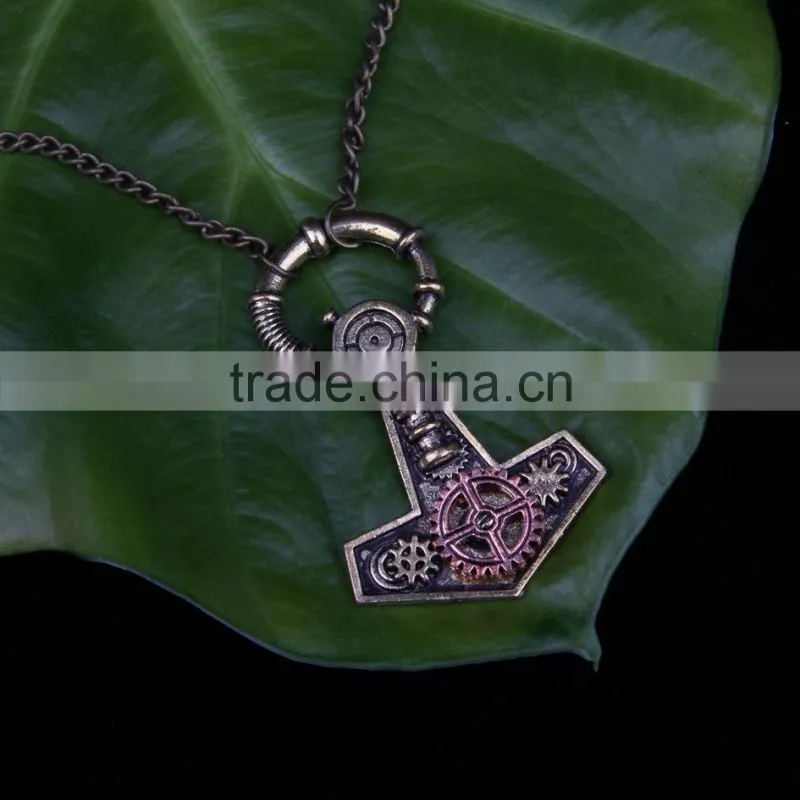 New arrival pop steampunk anchor chain statement necklace with gear wheel 2015 yiwu fashion jewelry hot sale