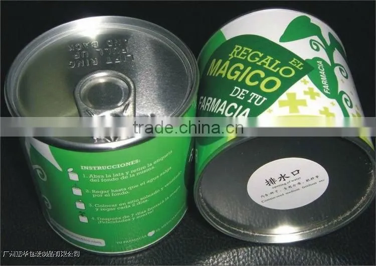 Cardboard easy open cans with DIY laser engraving words on canned message plant