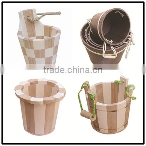 flower water bucket garden wooden rolling garden bucket
