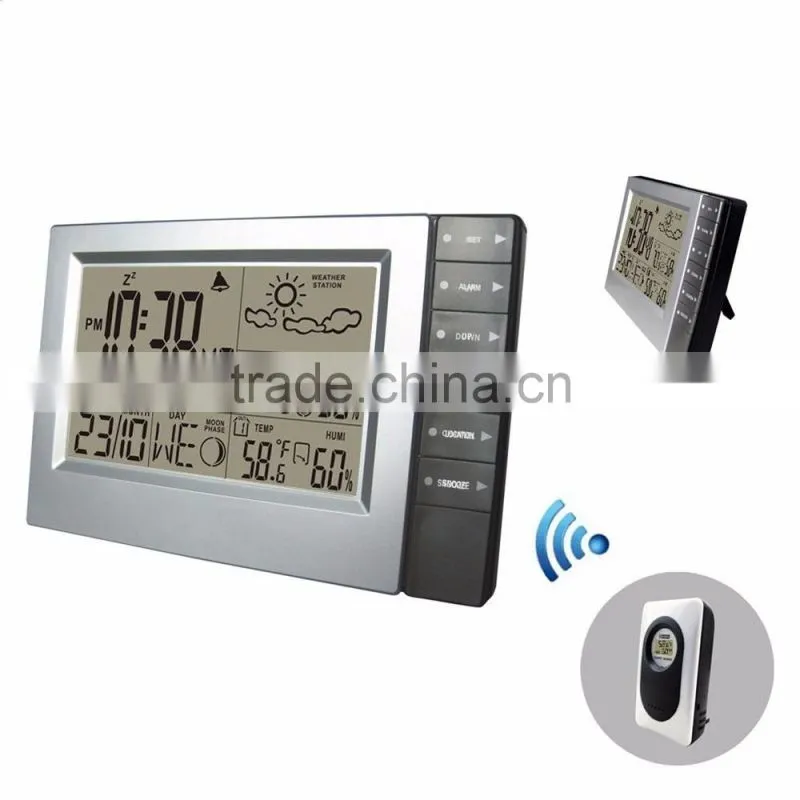 Radio controlled weather station clock with 2 Transmitter, Weather Station Wifi for weather forcast