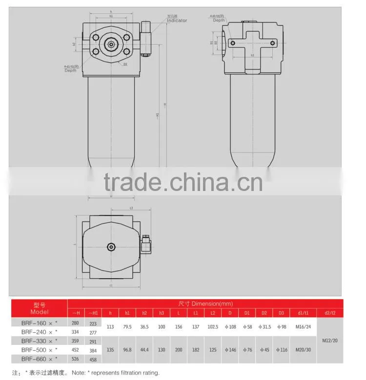 Wholesale Hydraulic Pressure Filter BRF-160* Two-way Reversible Oil Filter